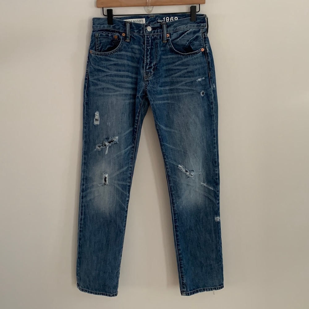 GAP 1969 Men’s Straight Leg Distressed Jeans Size 28
